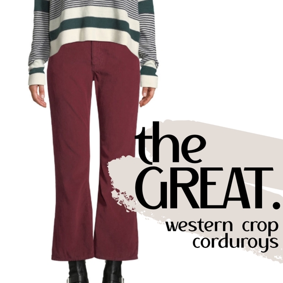 The GREAT Western Crop Burgindy Wide-leg Corduroys - Picture 2 of 13